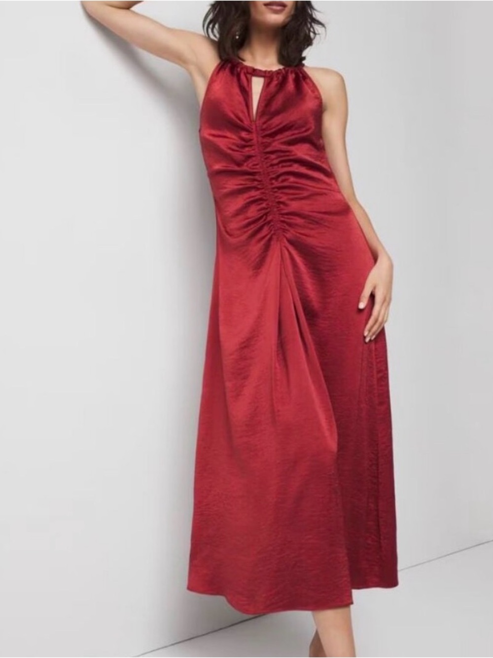 White House Black Market Red Halter Midi Dress